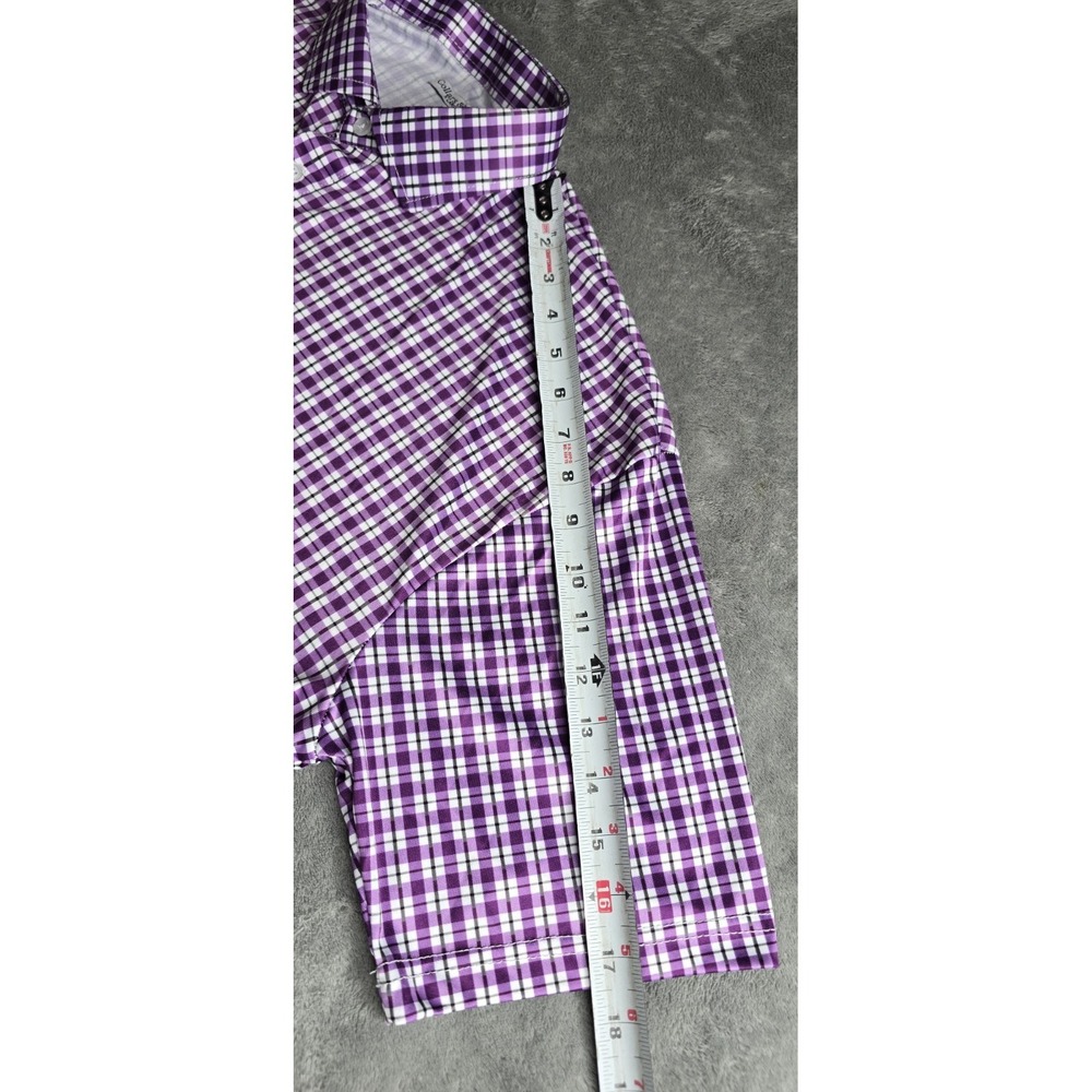 Men's Purple Check Performance Polo - Picture 8 of 16